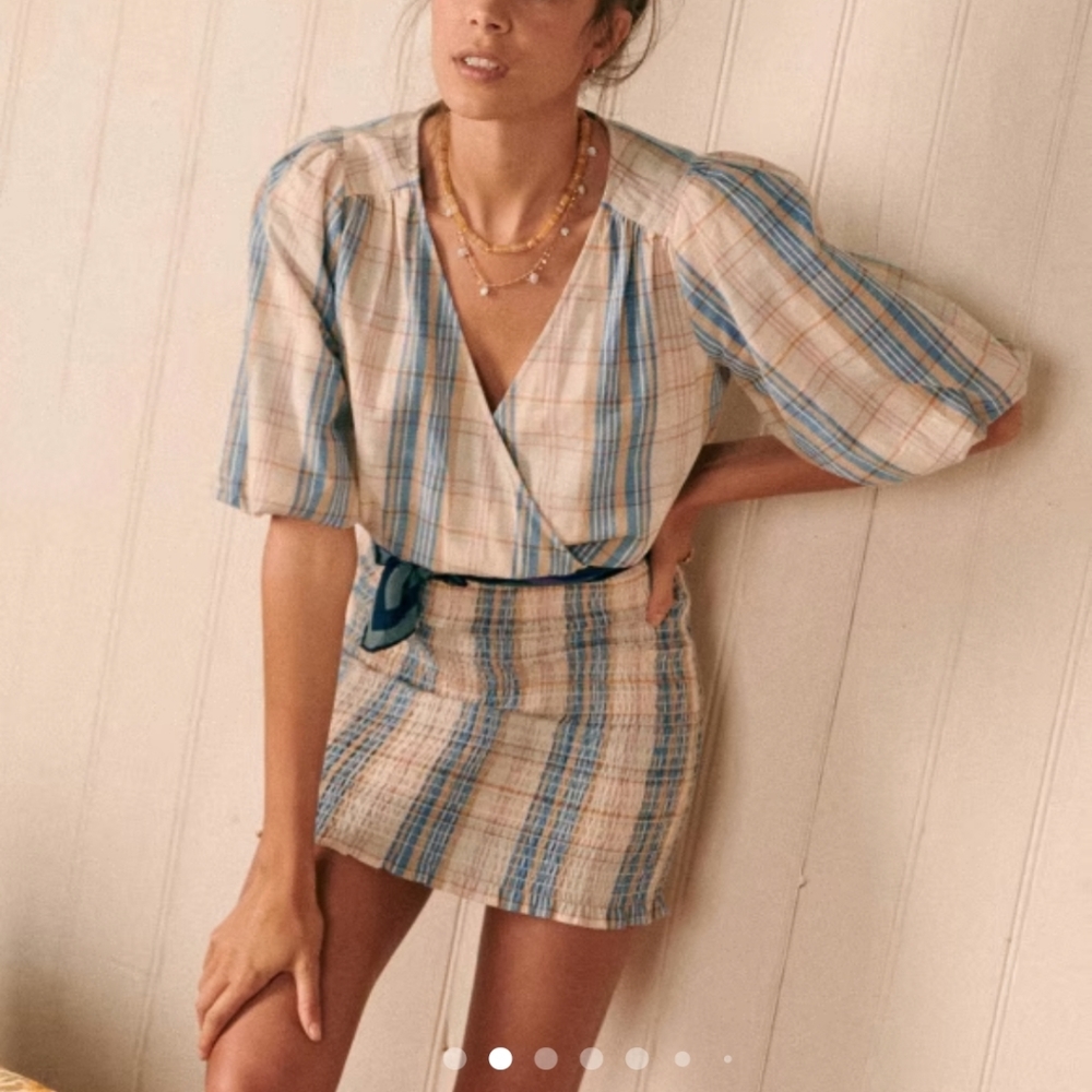 Sezane Olga Dress Check New With Tags Size 34 US 0 - Picture 1 of 9